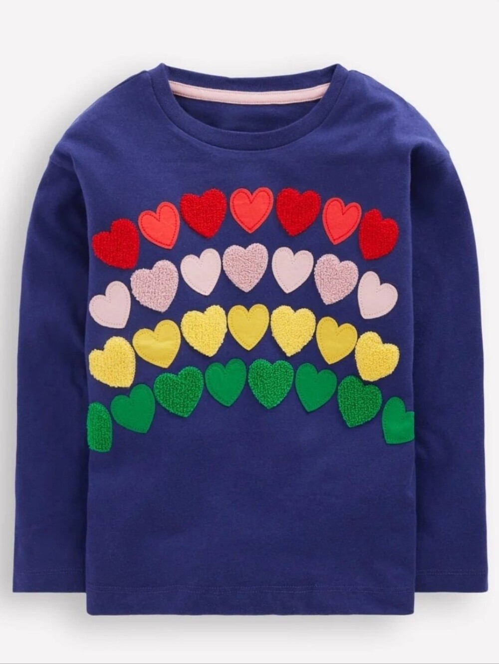 Mini Boden Kids Long Sleeve Twilight Rainbow Hearts Tshirt Size 5-6 Y NWT